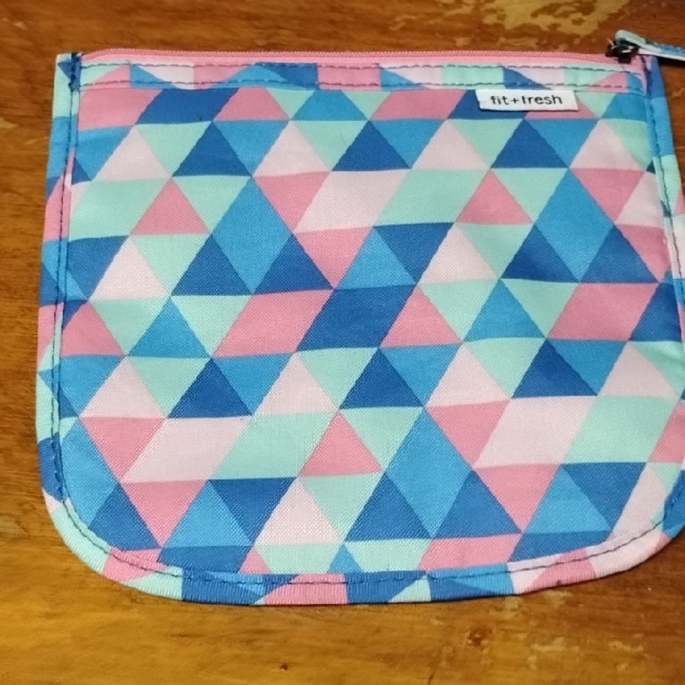 Kids Geometric Pattern Pouch - Blue, Pink, Green